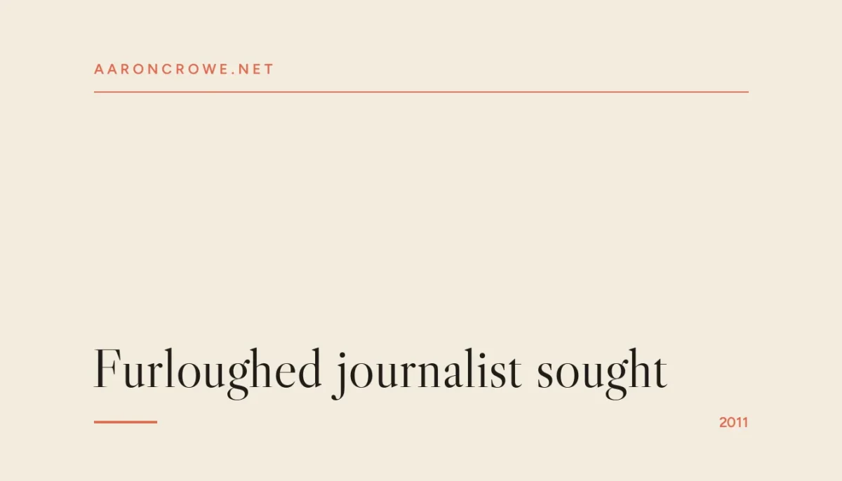Furloughed journalist sought