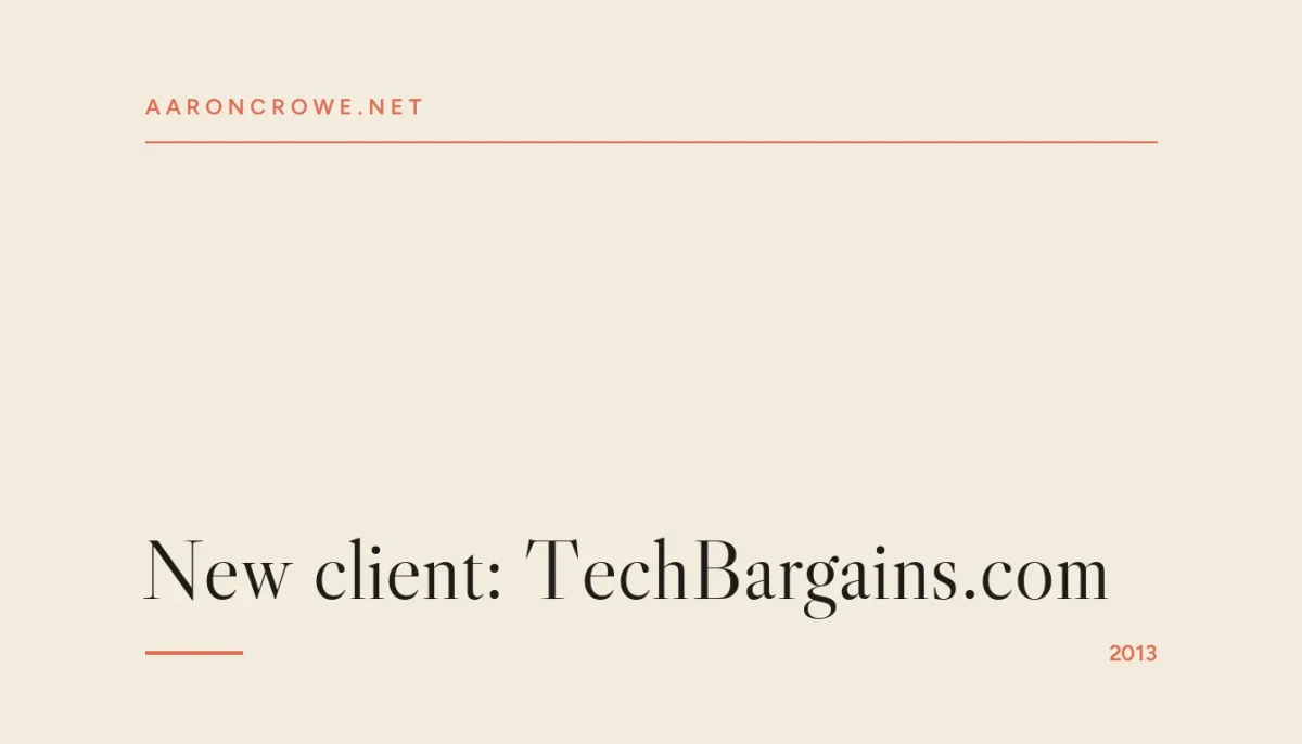 New client: TechBargains.com