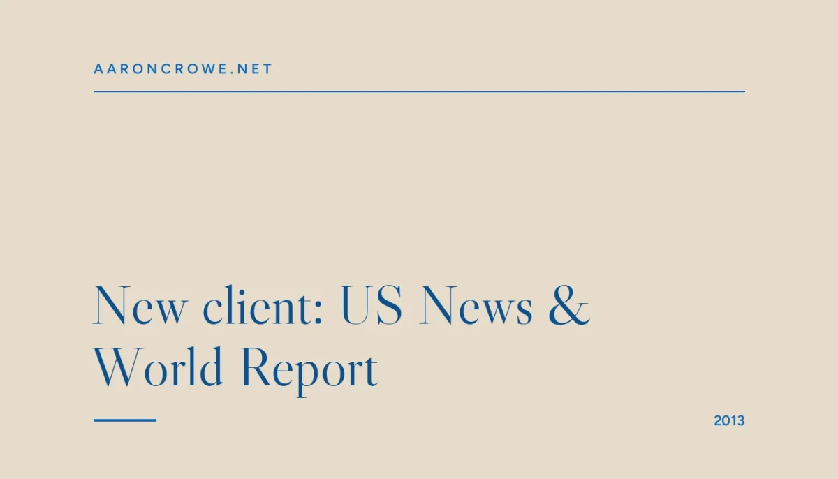New client: US News & World Report