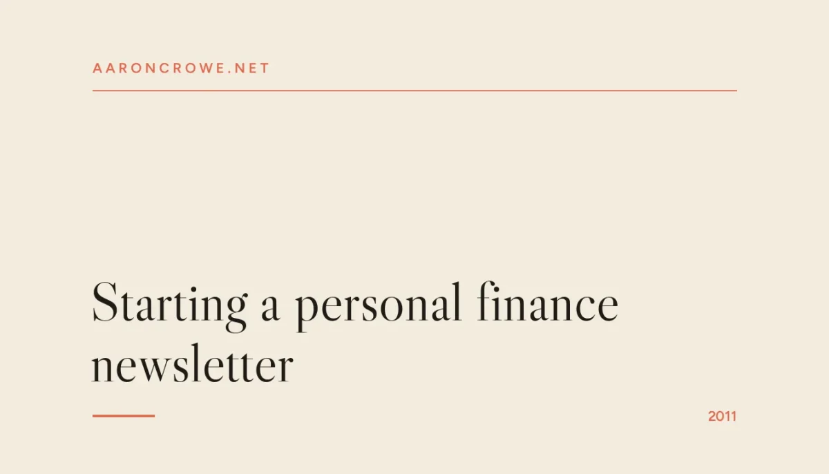 Starting a personal finance newsletter
