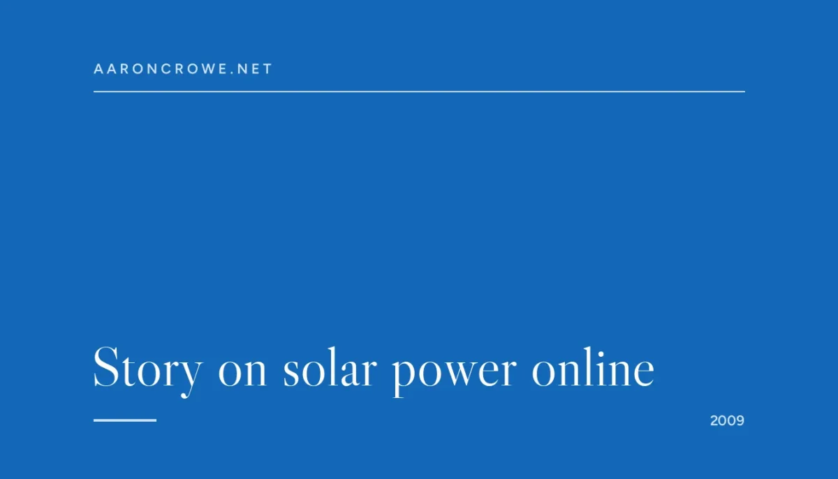 Story on solar power online