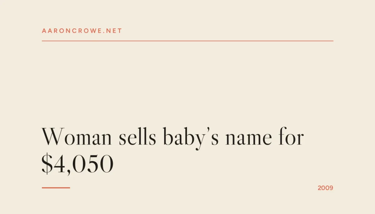 Woman sells baby’s name for $4,050